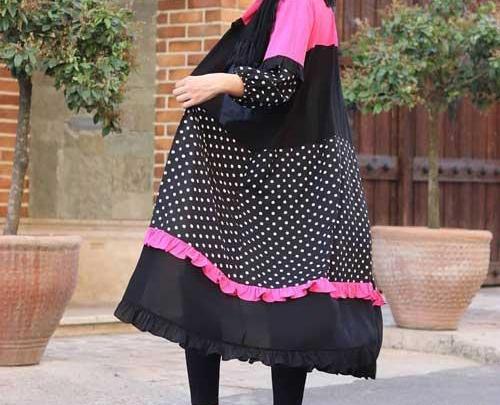 عکس مانتو جلو باز دو رنگ