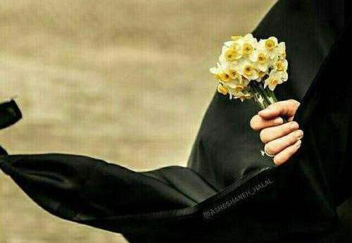 عکس گل نرگس با چادر