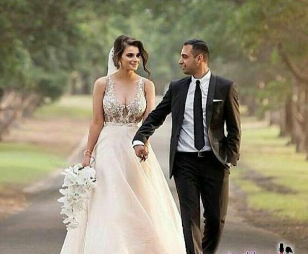 عکس عروس و داماد در باغ