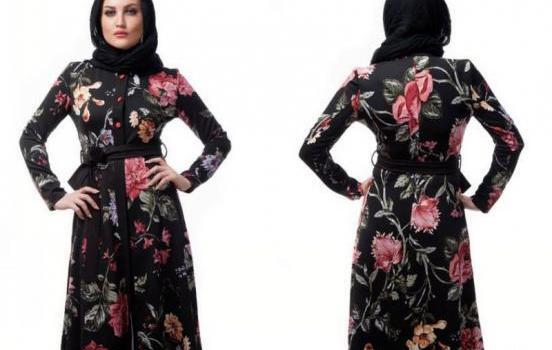 عکس مدل مانتو گلدار جلو بسته