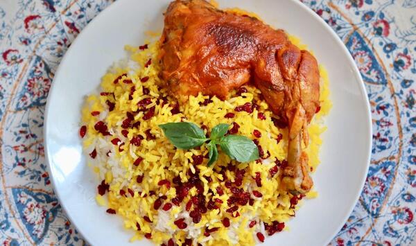 عکس سفره زرشک پلو با مرغ