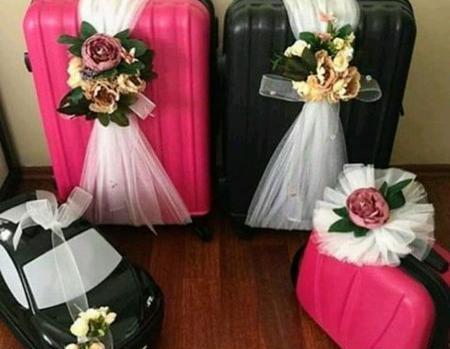عکس ایده برای تزیین چمدان عروس و داماد