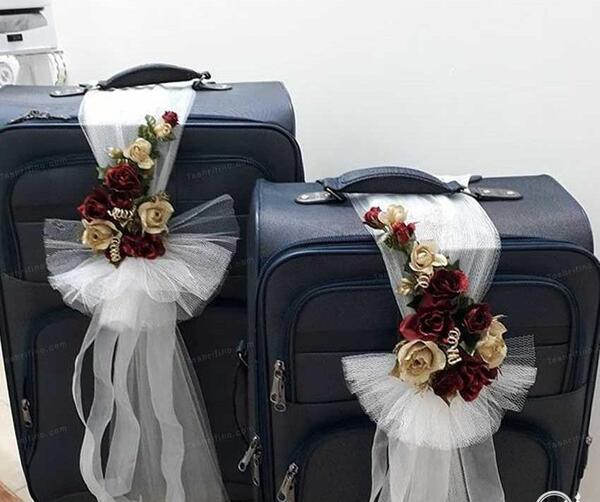 عکس ایده برای تزیین چمدان عروس و داماد