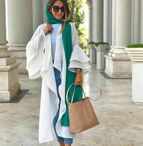 عکس مانتو جلو باز استین کلوش