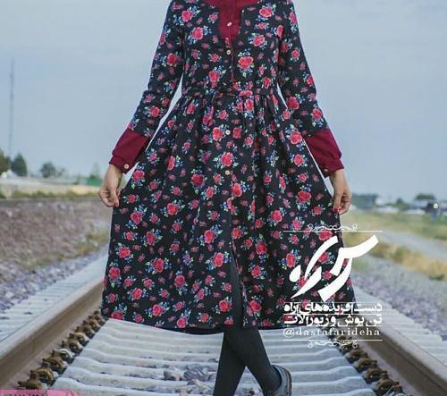 عکس مدل مانتو دخترانه گلدار جدید