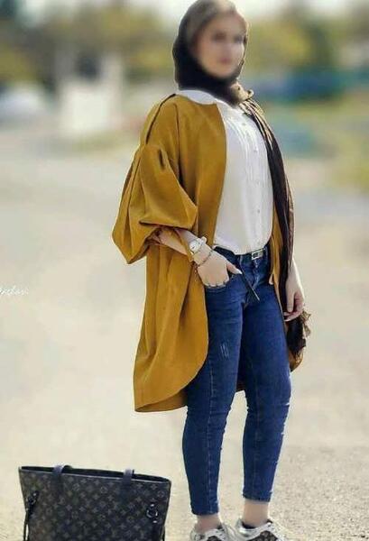 عکس مدل مانتو دخترانه خردلی