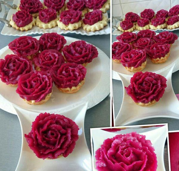 عکس تزیین حلوا با گل رز