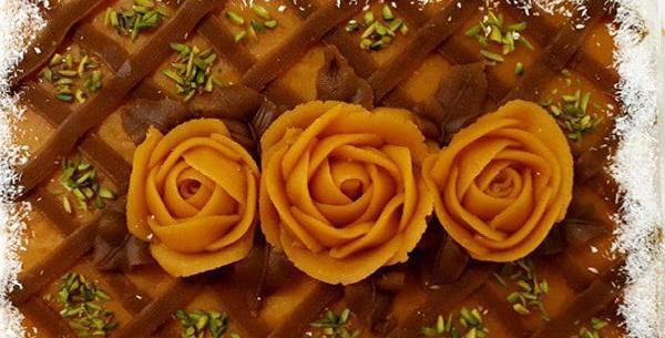 عکس تزیین حلوا با گل رز