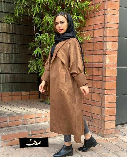 عکس مدل مانتو جلو باز قهوه ای