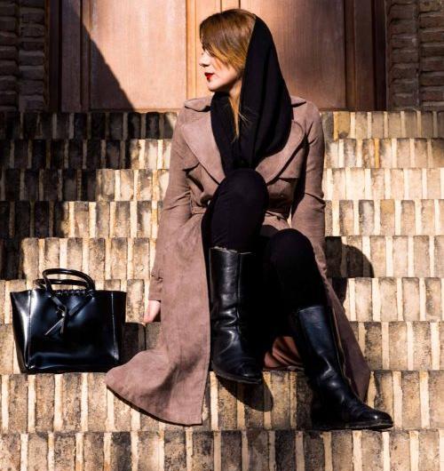 عکس مدل مانتو جلو باز قهوه ای