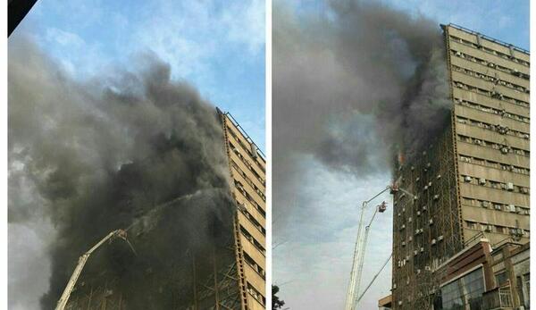 عکس آتش گرفتن ساختمان پلاسکو