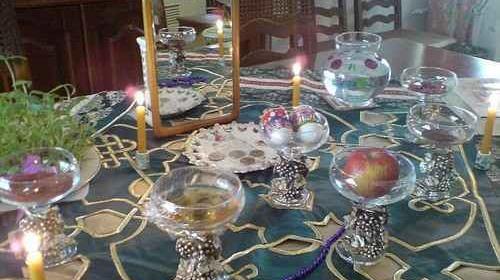 عکس سفره هفت سین با لیوان شراب خوری