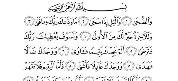 عکس سوره ضحی با معنی