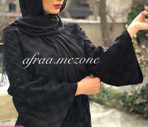 عکس مانتو بلند گیپور دار