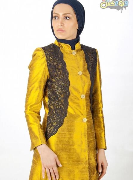 عکس مانتو بلند گیپور دار