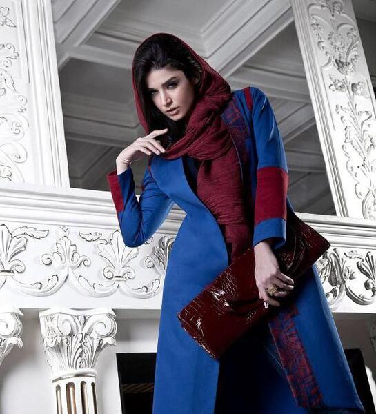 عکس مدل مانتو دخترانه آبی کاربنی