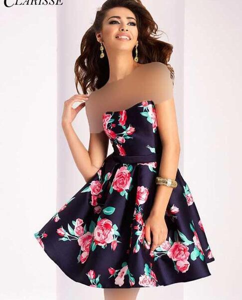 عکس لباس مجلسی کوتاه گلدار