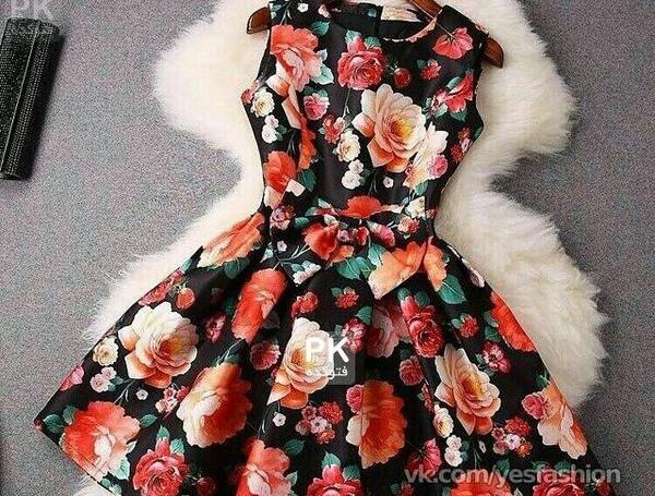 عکس لباس مجلسی کوتاه گلدار