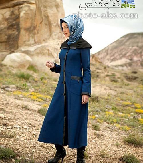 عکس مدل مانتو بلند آبی