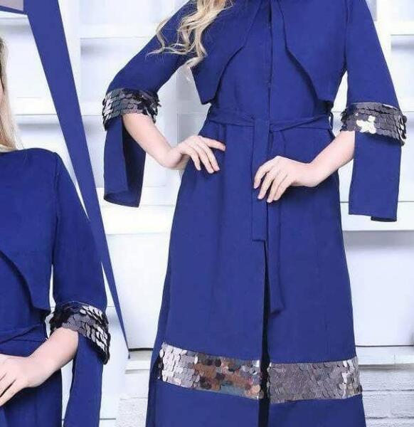 عکس مدل مانتو بلند آبی