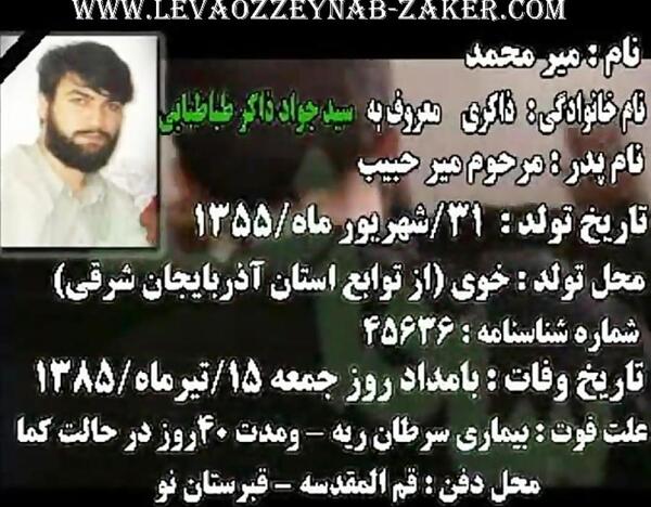 عکس قبر سید جواد ذاکر