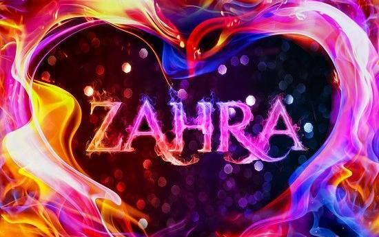 عکس نوشته زهرا انگلیسی