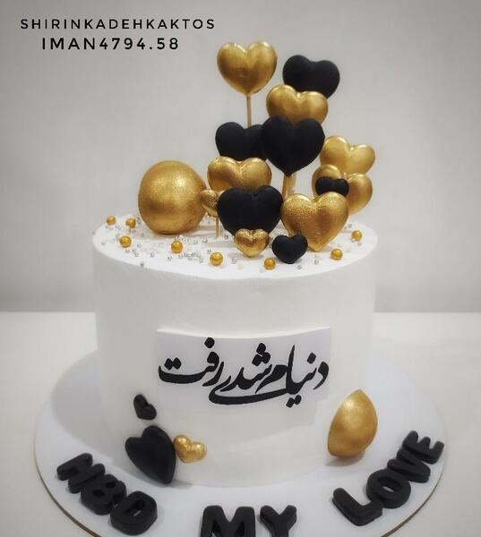 عکس کیک تولد طلایی مشکی