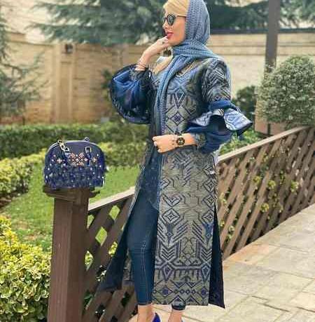 عکس مدل مانتو بلند پارچه مازراتی