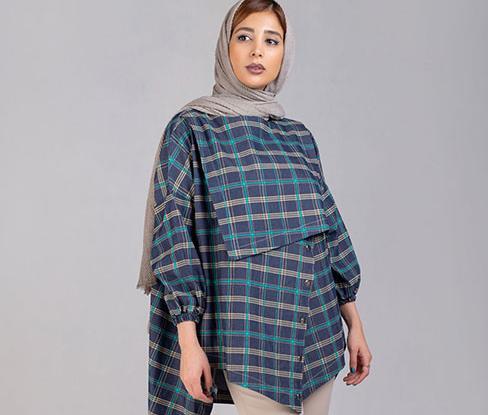عکس مدل مانتو چهارخونه جلو بسته