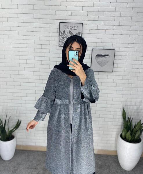 عکس مدل مانتو جلو باز با پارچه لمه