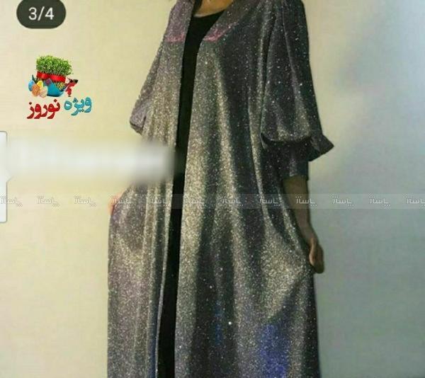 عکس مدل مانتو جلو باز با پارچه لمه