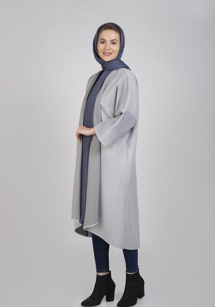 عکس مدل مانتو جلو باز خاکستری