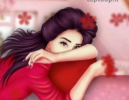 عکس دختر فانتزی با لباس قرمز