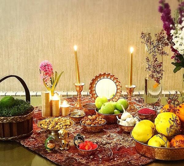 عکس سفره هفت سین با ظرف مسی