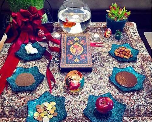 عکس سفره هفت سین با ظرف مسی