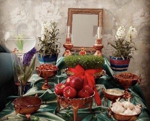 عکس سفره هفت سین با ظرف مسی