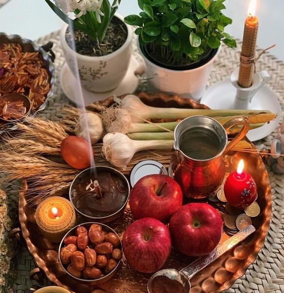 عکس سفره هفت سین با ظرف مسی