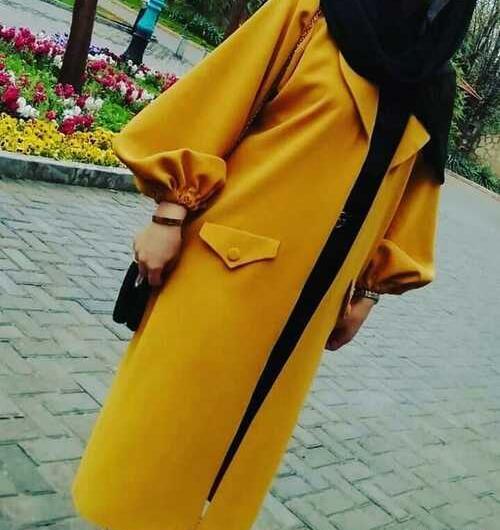 عکس مانتو خردلی دخترانه