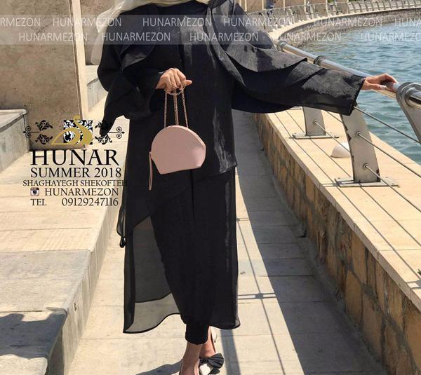 عکس مدل مانتو دخترانه حریر مشکی