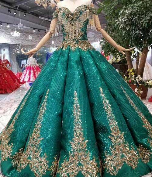 عکس لباس عروس رنگ سبز