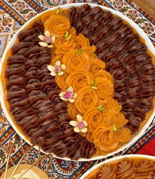 عکس تزیین حلوا دو رنگ