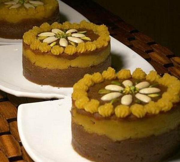 عکس تزیین حلوا دو رنگ