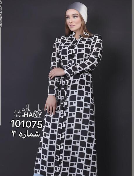 عکس مدل مانتو بلند آستین طرح دار