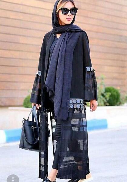 عکس مدل مانتو جدید حریر مشکی
