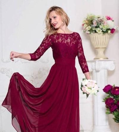 عکس لباس مجلسی بلند پوشیده زرشکی