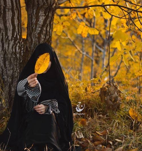 عکس دختر با حجاب پاییزی