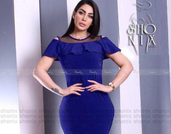عکس لباس مجلسی زنانه آبی کاربنی