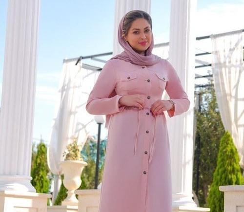 عکس مدل مانتو صورتی شیک بلند جدید