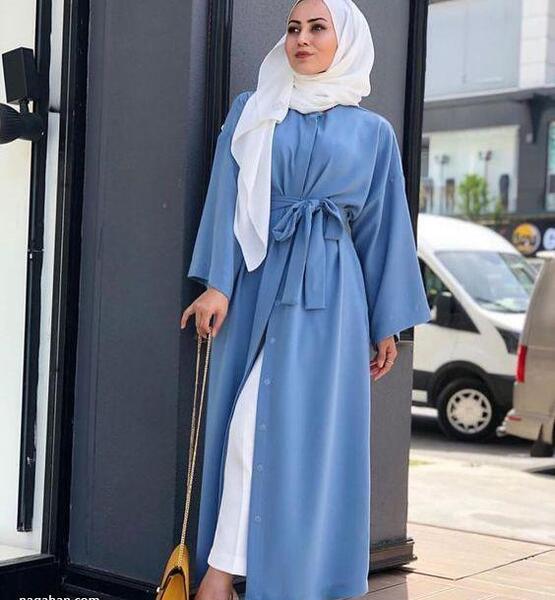 عکس مدل مانتو اسپرت آبی روشن