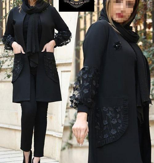 عکس مدل مانتو جدید بلند مشکی